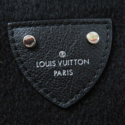 Louis Vuitton Wool Silk Giant Monogram Hooded Wrap Coat Black Brown 38 — view 7
