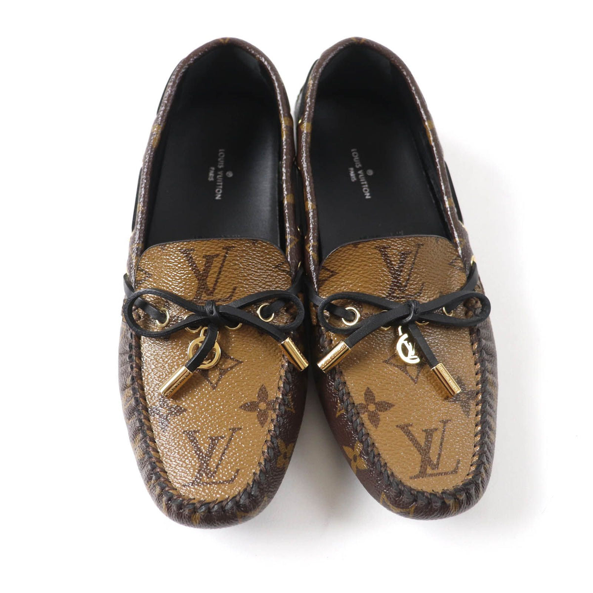 Louis Vuitton Gloria Line Monogram Reverse LV Leather Driving Shoes Slip-on — view 4