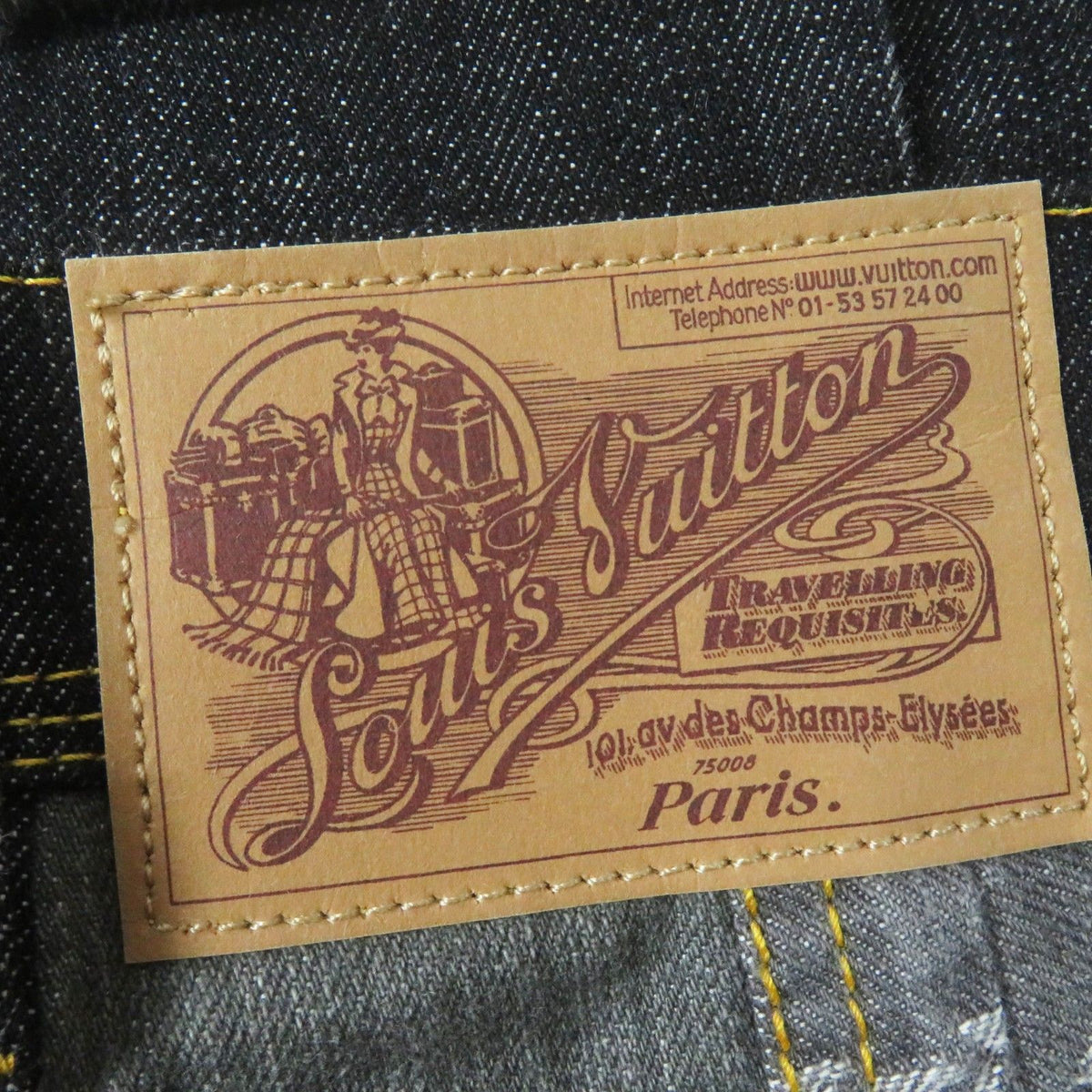 Louis Vuitton Cutoff Monogram Patchwork Denim Pants Indigo Blue Gray 34 — view 7
