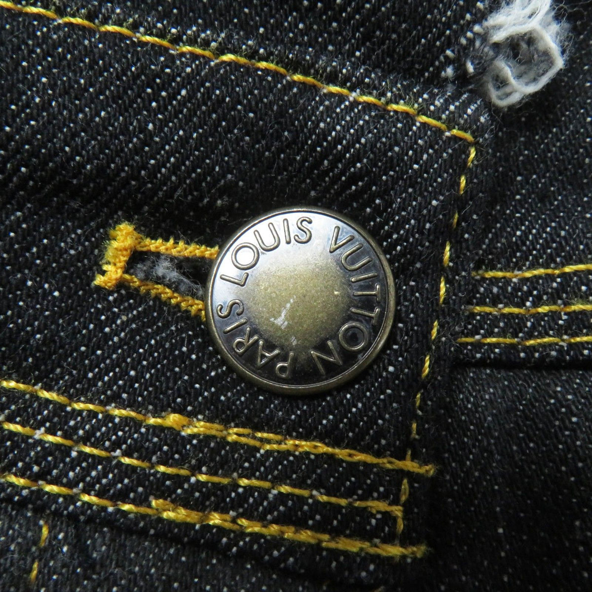 Louis Vuitton Cutoff Monogram Patchwork Denim Pants Indigo Blue Gray 34 — view 8