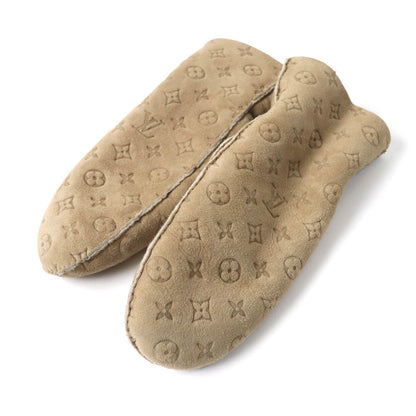 Louis Vuitton Muff Shearling Lamb Monogram Mittens Gloves Beige