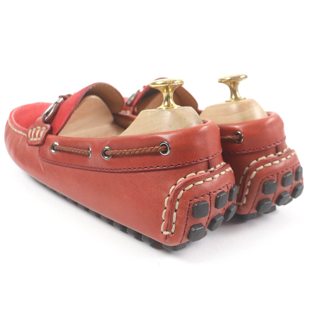 Louis Vuitton LV Logo Suede Leather Loafers Driving Shoes Red 6.5 — view 5