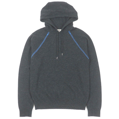 Hermes Wool Cashmere H Logo Pullover Hoodie Knit Dark Gray