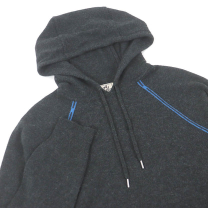 Hermes Wool Cashmere H Logo Pullover Hoodie Knit Dark Gray — view 2