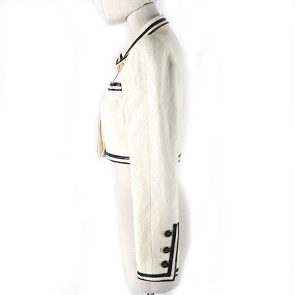 Chanel Vintage 95P Cotton 100% Masterpiece CC Logo Button Cropped Tweed Jacket — view 2