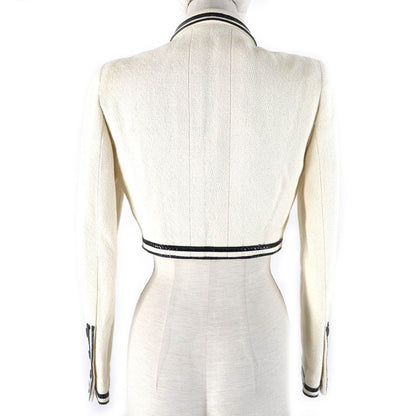 Chanel Vintage 95P Cotton 100% Masterpiece CC Logo Button Cropped Tweed Jacket — view 3