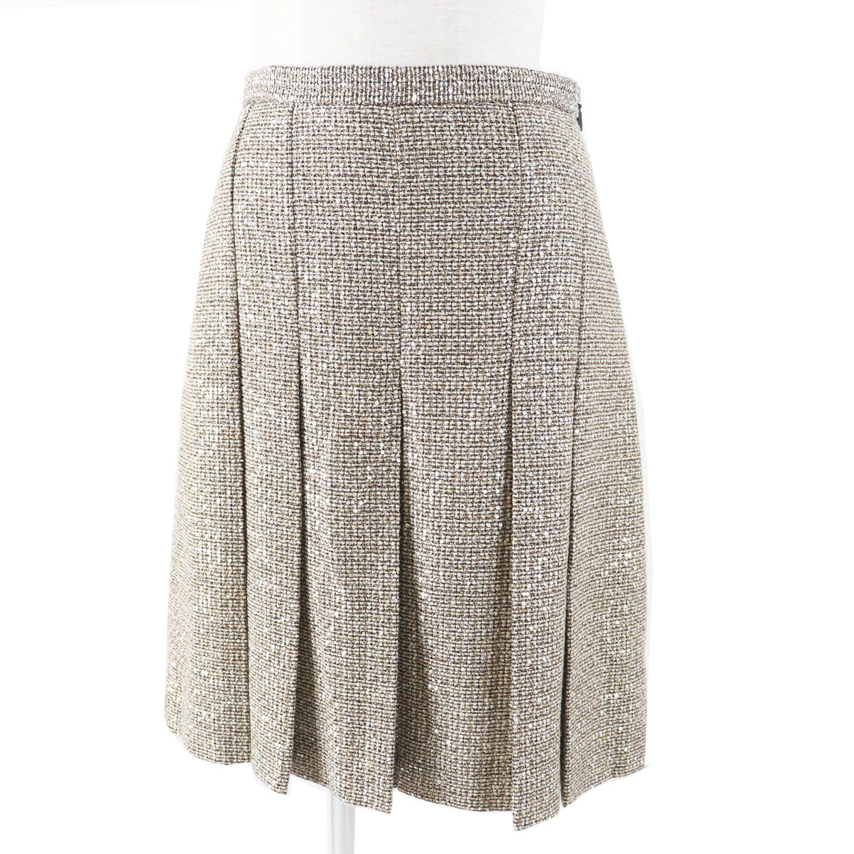 Gucci Full Sequin Pleated Skirt Gold 40