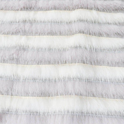 Fendi Mink Silk Shawl with Logo Button 2-Way Collarless Jacket Gray White 42 — view 7