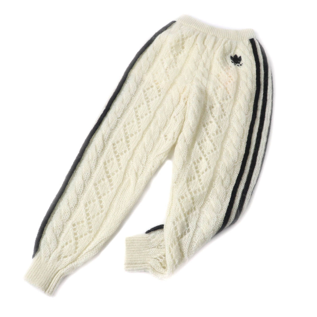Gucci x Adidas Trefoil Three Stripes Mohair Knit Pants Ivory Black XS