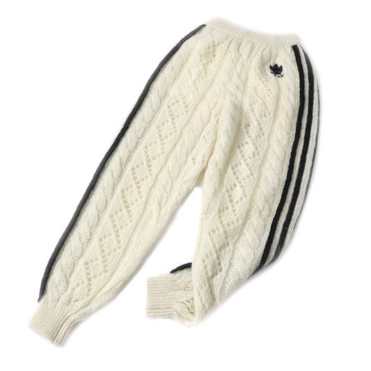 Gucci x Adidas Trefoil Three Stripes Mohair Knit Pants Ivory Black XS