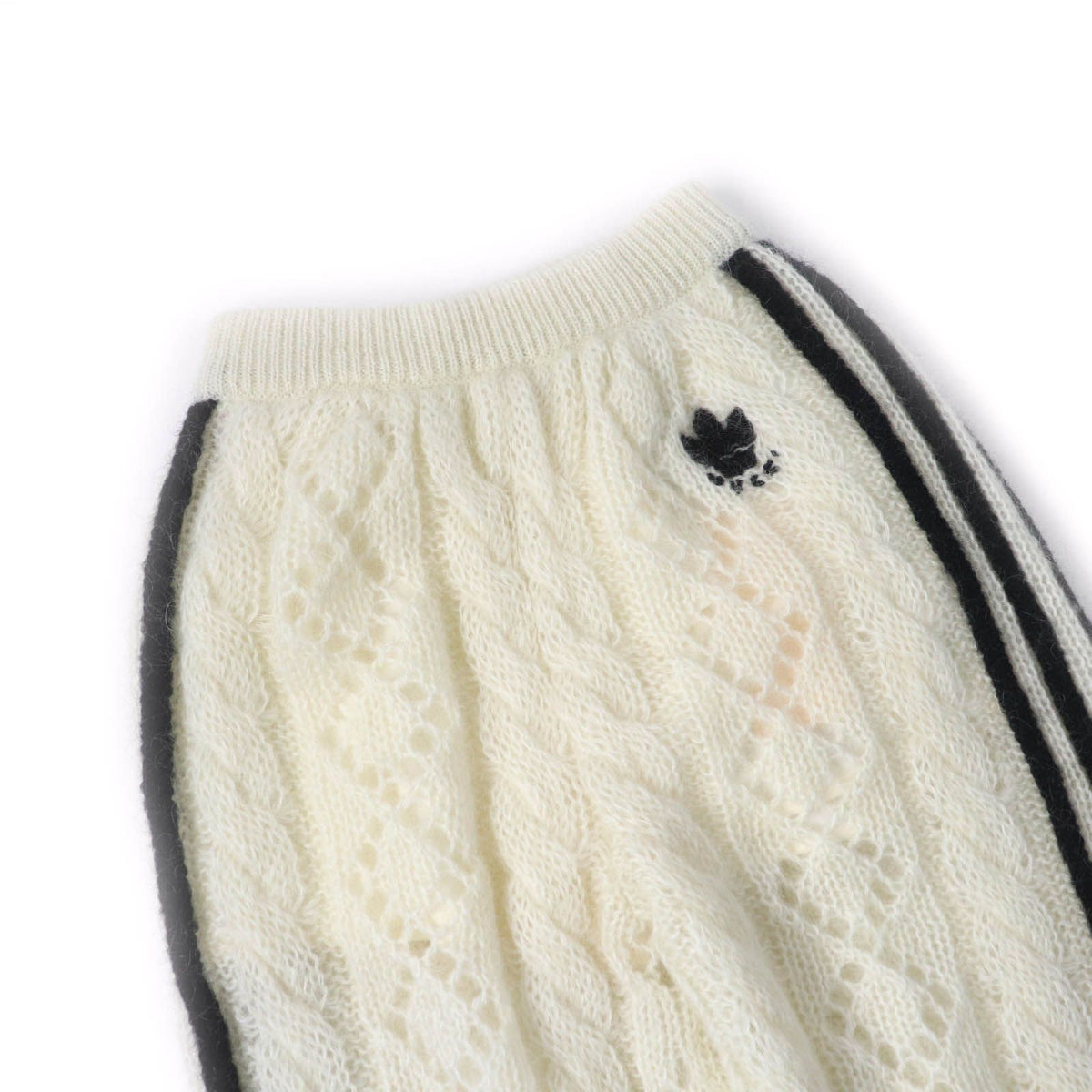 Gucci x Adidas Trefoil Three Stripes Mohair Knit Pants Ivory Black XS — view 4