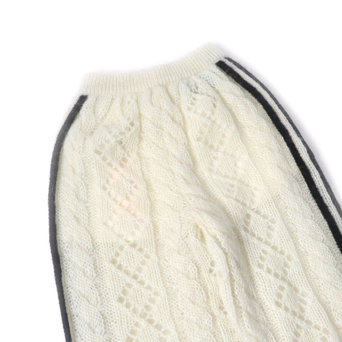 Gucci x Adidas Trefoil Three Stripes Mohair Knit Pants Ivory Black XS — view 5