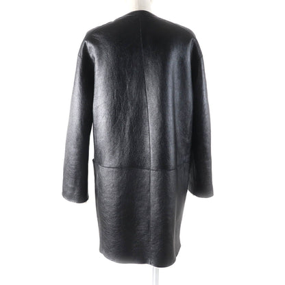 Louis Vuitton Sheep Leather Reversible Belt Design Collarless Shearling Coat — view 7