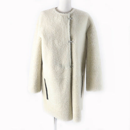 Louis Vuitton Sheep Leather Reversible Belt Design Collarless Shearling Coat
