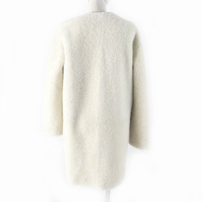 Louis Vuitton Sheep Leather Reversible Belt Design Collarless Shearling Coat — view 3