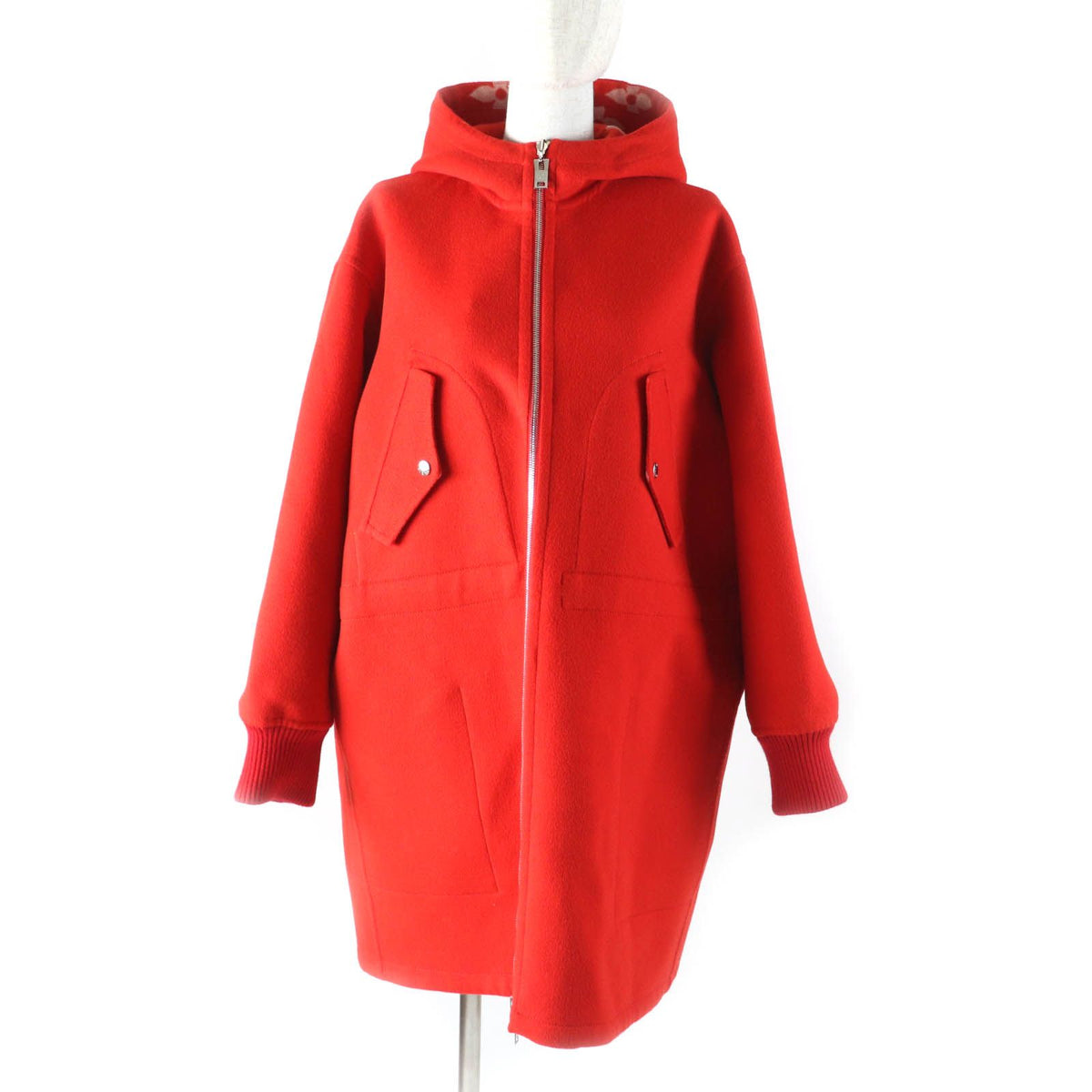 Louis Vuitton Silk Blend Reversible Giant Monogram Leather Hooded Coat 38 — view 5