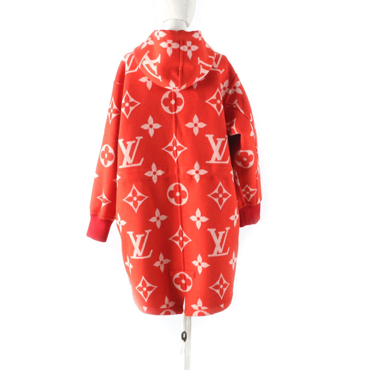Louis Vuitton Silk Blend Reversible Giant Monogram Leather Hooded Coat 38 — view 3