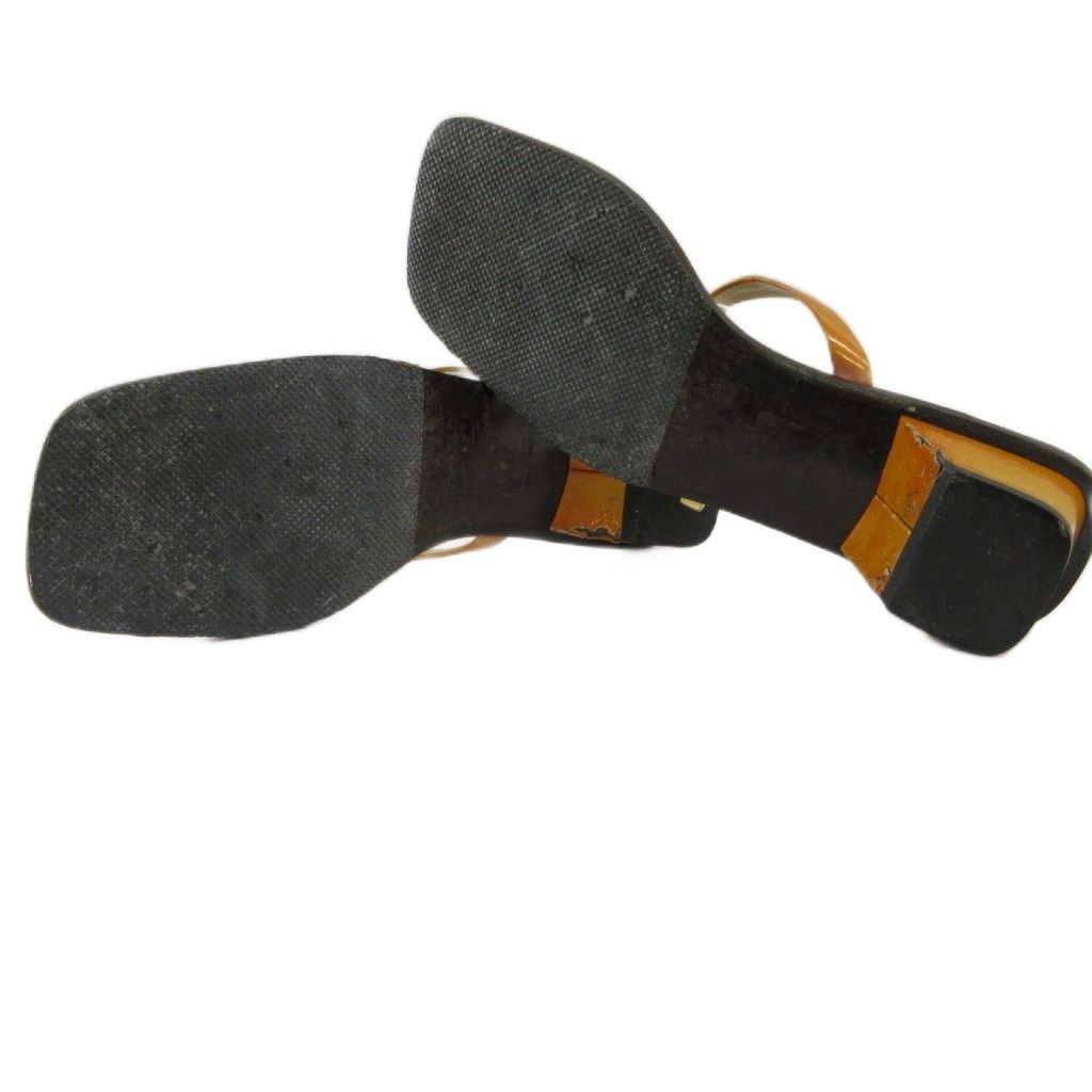 Louis Vuitton Sandals Enamel Square Toe Low Heels Cube Charm Orange — view 6