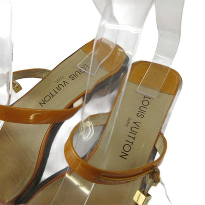 Louis Vuitton Sandals Enamel Square Toe Low Heels Cube Charm Orange — view 4