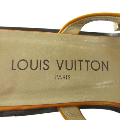 Louis Vuitton Sandals Enamel Square Toe Low Heels Cube Charm Orange — view 7