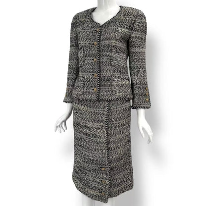 Chanel Suits Set Jacket Skirt Black White — view 2