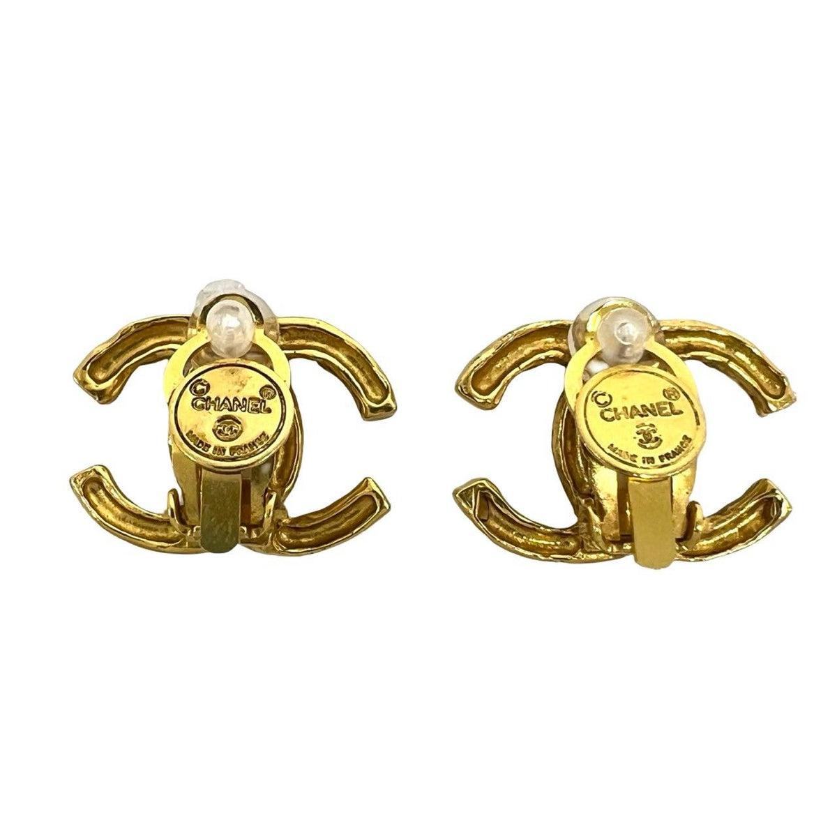 Chanel Vintage CC Logo Earrings Ear Cuff Gold — view 6