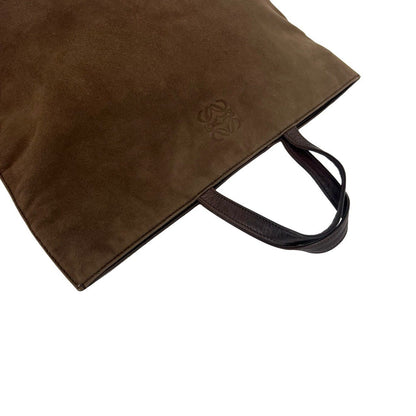 Loewe Anagram Embossed Logo Suede Nappa Leather Tote Bag Brown — view 4