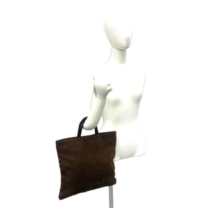 Loewe Anagram Embossed Logo Suede Nappa Leather Tote Bag Brown — view 2
