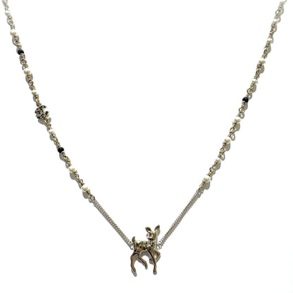 Chanel Necklace Bambi Faux Pearl Color Stone