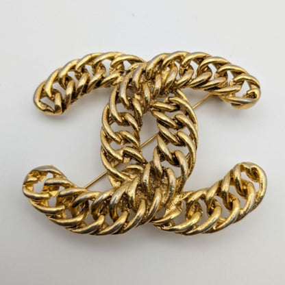 Chanel Brooch CC Logo Chain Gold First Era Vintage