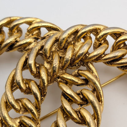 Chanel Brooch CC Logo Chain Gold First Era Vintage — view 3