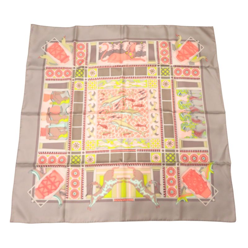 Hermes Scarf Carre 90 Les Secrets de Minos Gray