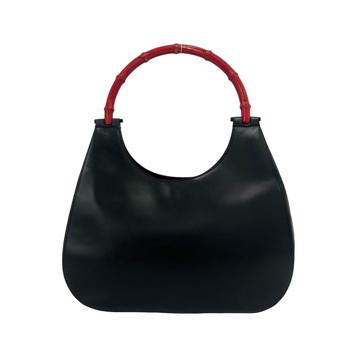 Gucci Bamboo Logo Leather Bag Handbag Black Red — view 3