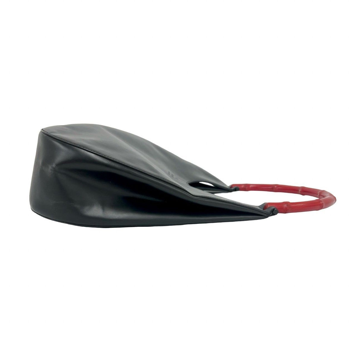 Gucci Bamboo Logo Leather Bag Handbag Black Red — view 6