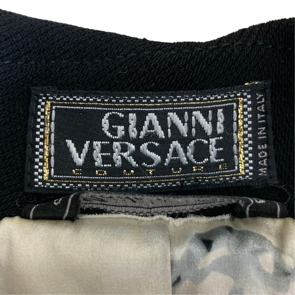 Versace Gianni Vintage Long Soutien Collar Coat Black Fall Winter 40 — view 7