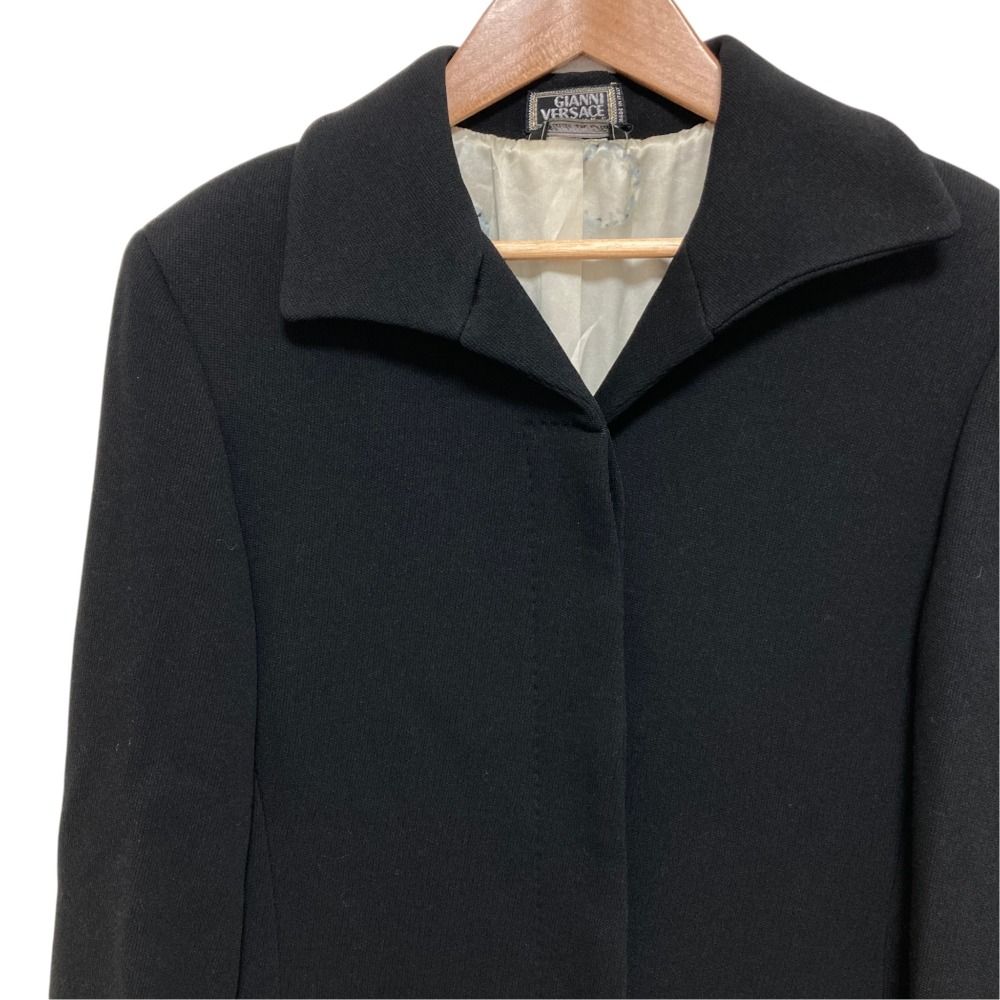 Versace Gianni Vintage Long Soutien Collar Coat Black Fall Winter 40 — view 2