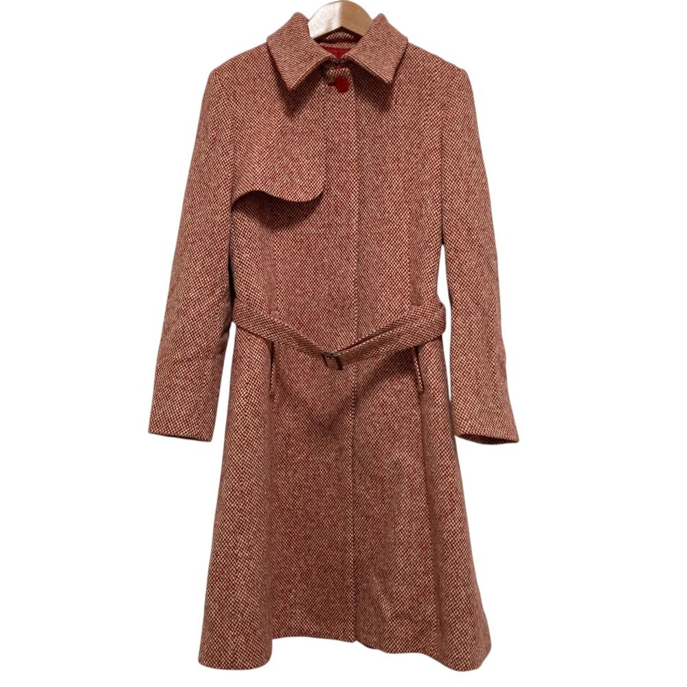 Versace Versus Vintage Tweed Belted Coat Red Fall Winter 38