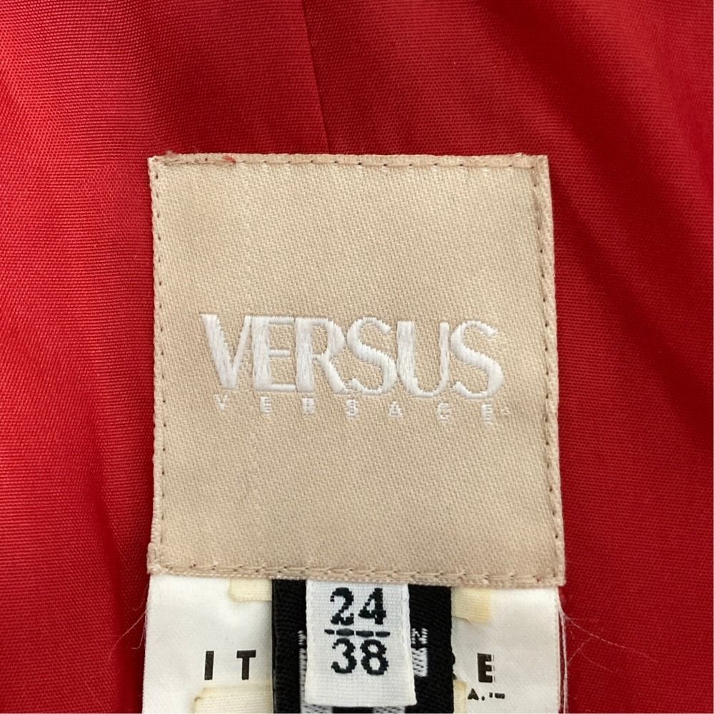 Versace Versus Vintage Tweed Belted Coat Red Fall Winter 38 — view 7