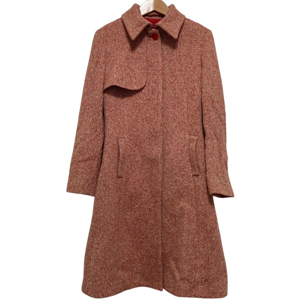 Versace Versus Vintage Tweed Belted Coat Red Fall Winter 38 — view 3