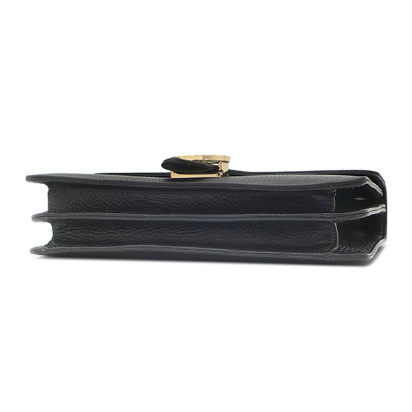 Gucci Shoulder Bag Interlocking G Leather Black Gold Double G Chain — view 3
