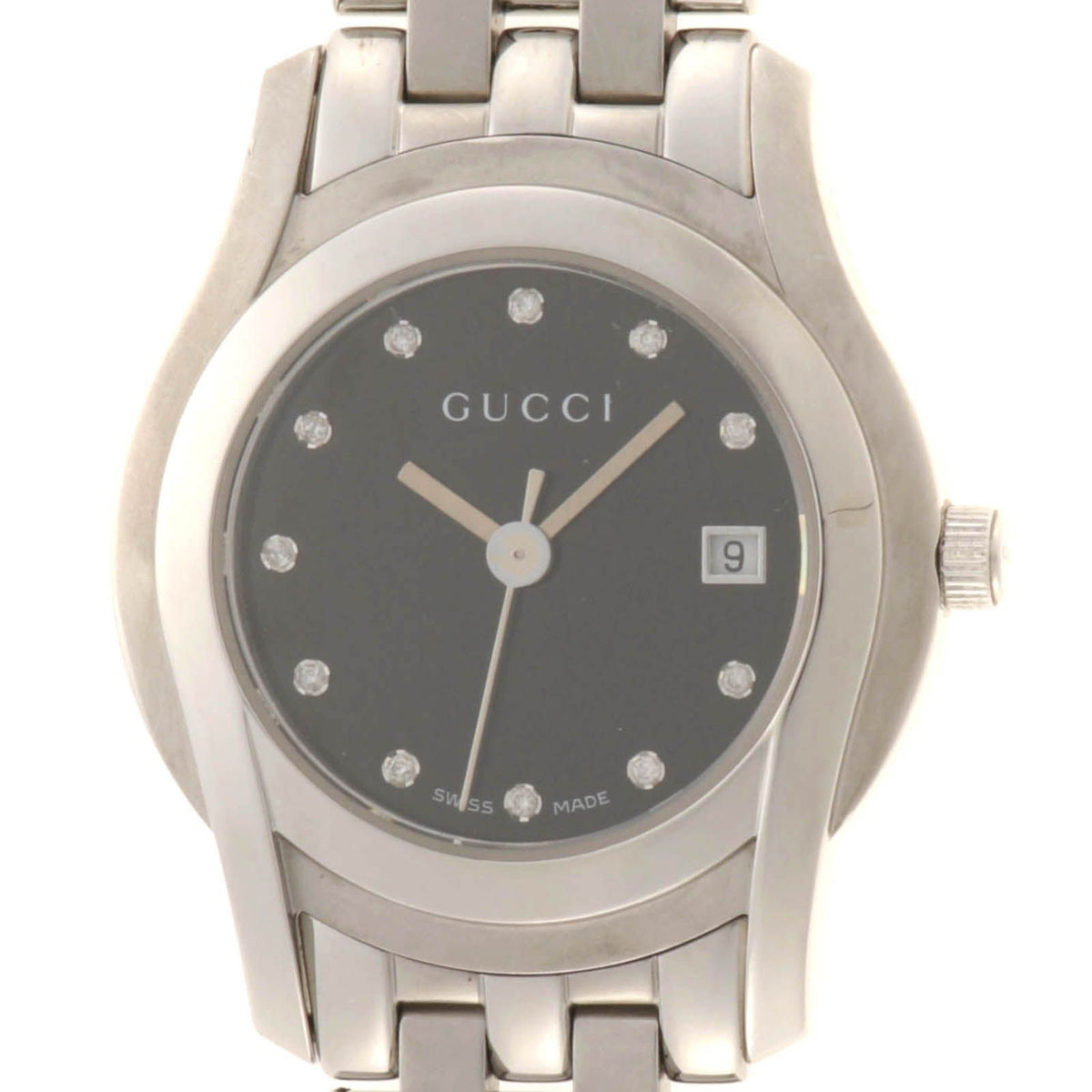 Gucci Watch Black Diamond Stainless Steel Quartz
