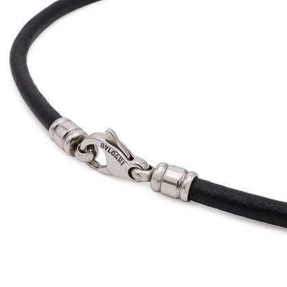 Bvlgari Choker Necklace Cord Leather Steel Black Silver — view 2