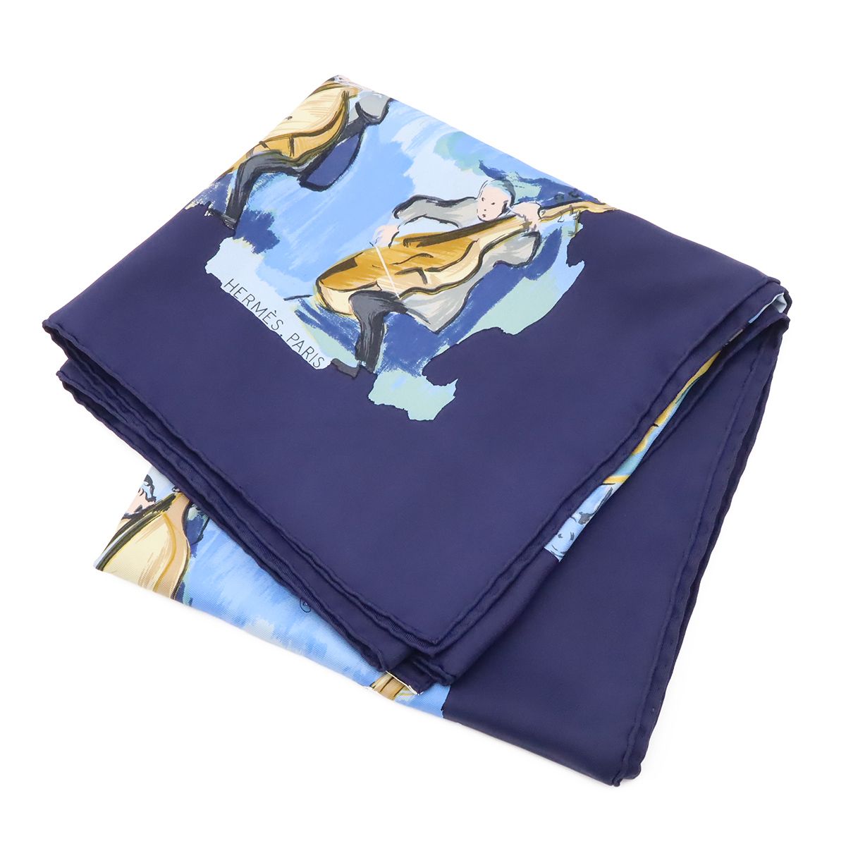 Hermes Carre 90 Scarf Large Concerto Silk 100% Navy Blue Multicolor — view 2