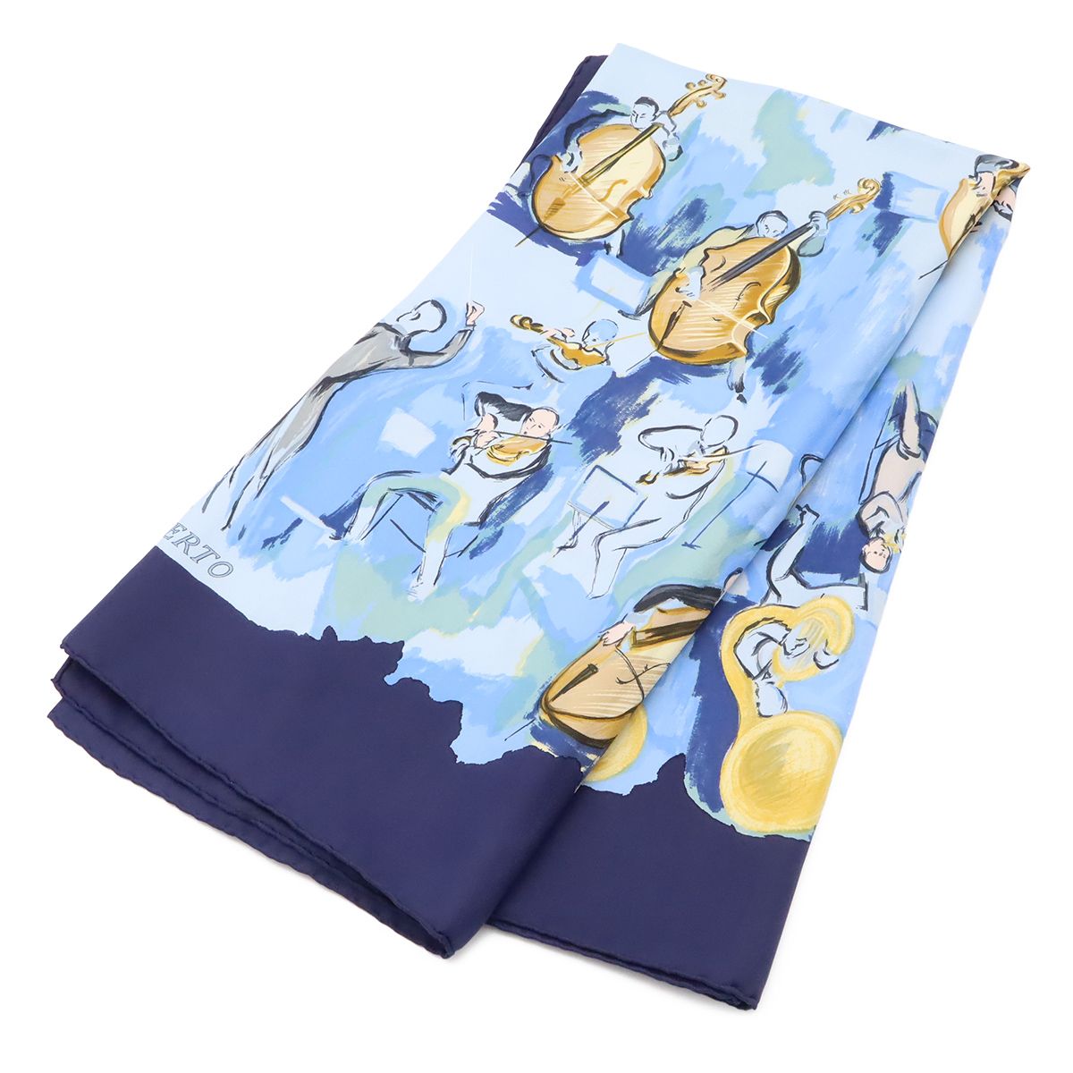 Hermes Carre 90 Scarf Large Concerto Silk 100% Navy Blue Multicolor — view 3