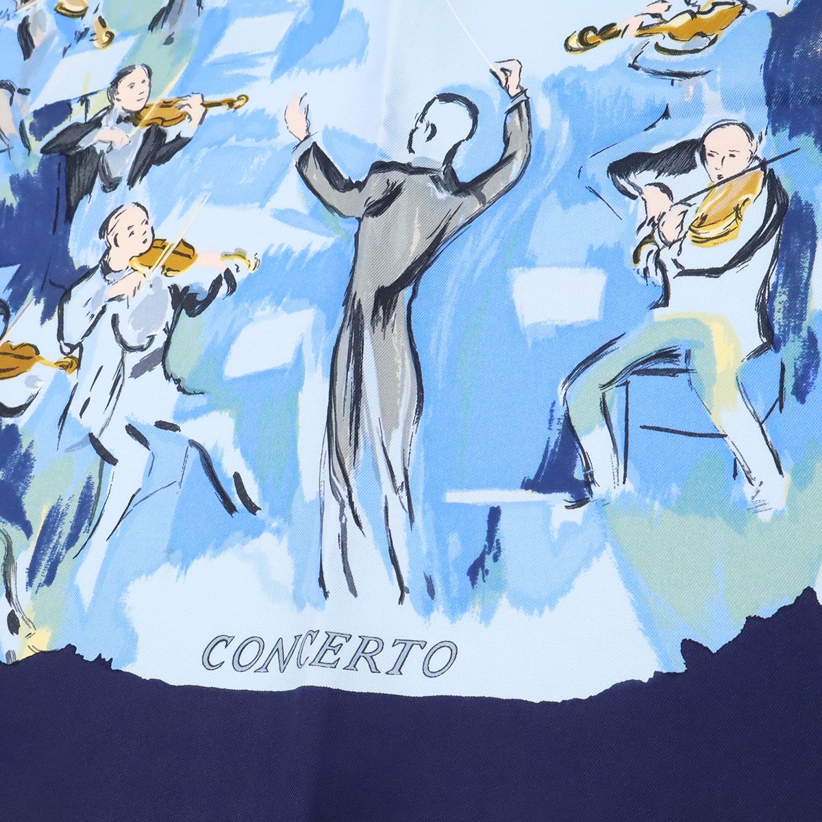Hermes Carre 90 Scarf Large Concerto Silk 100% Navy Blue Multicolor — view 4