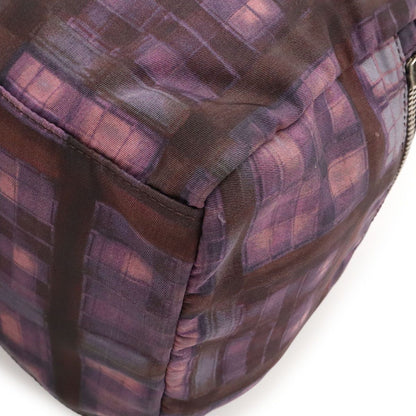Prada Triangle Logo Plaid Mini Boston Bag Nylon Leather Purple Silver — view 3
