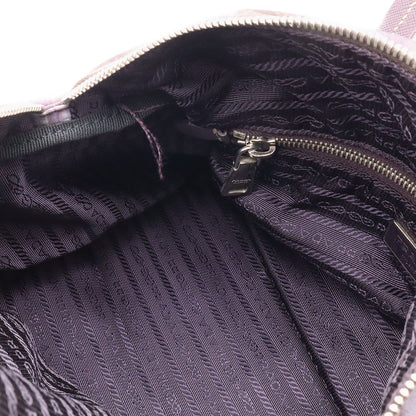 Prada Triangle Logo Plaid Mini Boston Bag Nylon Leather Purple Silver — view 8