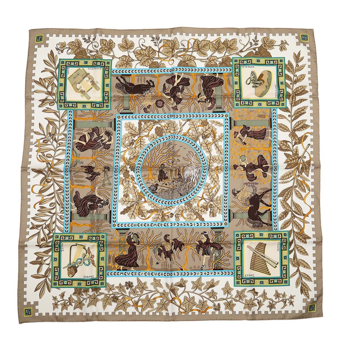 Hermes Carre 90 Scarf Large Musique Des Dieux Music of the Gods Silk 100%