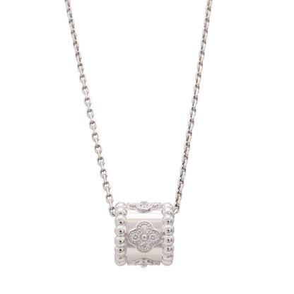 Van Cleef & Arpels Perlee Clover Pendant 18k White Gold Diamond