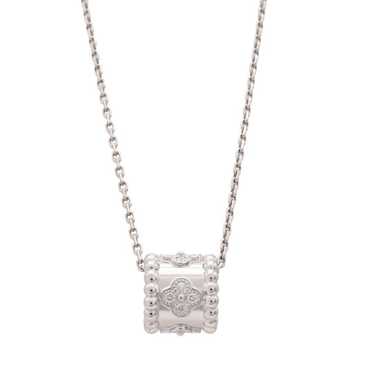 Van Cleef & Arpels Perlee Clover Pendant 18k White Gold Diamond
